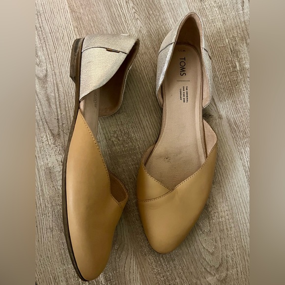EUC TOMS Jutti D'Orsay Tan Leather Flat - Picture 2 of 9